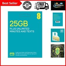 Image of UK SIM Card from EE - £15 Pay As You Go Bundle with 25GB & Unlimited Texts