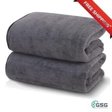 Image of LUXURY SILK HEMMING MICROFIBER BATH TOWELS 2 PACK FAST DRY SOFT & ABSORBENT