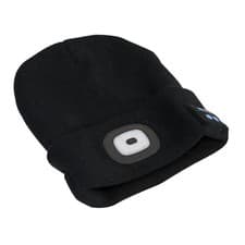 Image of Sealey Beanie Hat 4 SMD LED USB Rechargeable With Wireless Headphones - LED185W
