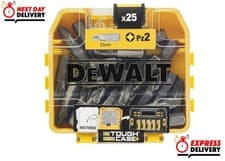 Image of Dewalt 25 X PZ2 Impact Torsion Screwdriver Bits FLEXTORQ Tough Carry Case Pozi