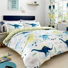 Image of Bedlam Kids Dino Glow In The Dark Duvet Cover Set Multi Reversible Bedding UK