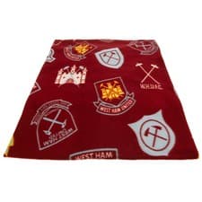 Image of West Ham United FC Fleece BlanketOne Size Maroon/Blue/Yellow TA11146