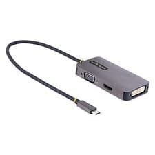 Image of StarTech USB C Video Adapter USB C to HDMI DVI VGA Adapter Up to 4K 60Hz Alum...