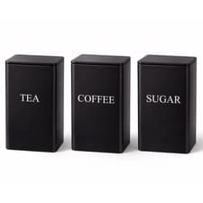 Image of Tea Coffee Sugar Canisters Set of 3, Metal Airtight Storage Jars with Clip Lids