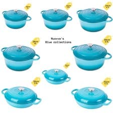 Image of light Blue Non-Stick Enamelled Casserole Dish - Cast Iron Dutch Oven - Nuovva