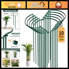Image of 10Pcs Extra Thick Metal Garden Plant Supports - 25cm Ø x 60cm H, Rust-Proof Cage