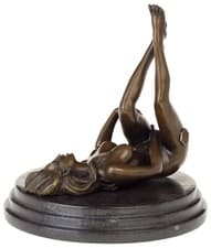 Image of A bronze sculpture of a female nude erotic statue figure antique style - 20cm