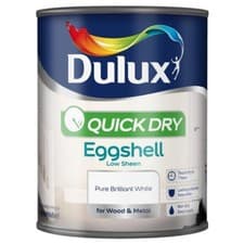 Image of Dulux Quick Dry Eggshell Low Sheen Pure Brilliant White 750ml