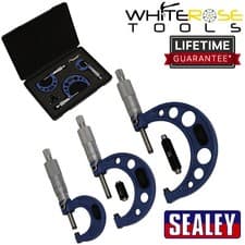 Image of Sealey Micrometer Set 3pc Metric Extension Bar Calibrated Thimble Wrench