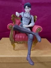 Image of Banpresto 2014 Attack On Titan Levi Ackerman Figure Sitting On Chair 12cm- Boxed