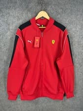 Image of Ferrari MT7 Track Jacket Mens Size UK XL Red Puma Jacket Black ZipUp Sports BNWT