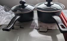 Image of Non-Stick Saucepans with Glass Lids for Cooking 16cm & 18cm Set of 2