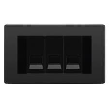 Image of BG Evolve Black Chrome 3 Gang Master Telephone Socket, Screw Terminal - Black
