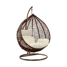 Image of Hanging Rattan Egg Chair Garden Swing Chairs Patio Indoor Outdoor With Cushions