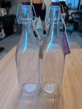 Image of Embossed Kilner Clip Top Square Preserve Bottles - 1L X 2