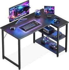 Image of Coleshome L Shaped Gaming Desk, 100x70 cm Computer Desk, Corner Office Desk with