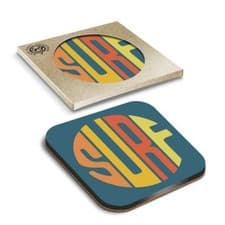Image of 1 x Boxed Square Coasters - Surf Beach Surfing Logo #6011