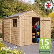 Image of 8x6 FT WOODEN APEX GARDEN SHED T&G QUALITY SHIPLAP DOUBLE DOOR WITH WINDOW
