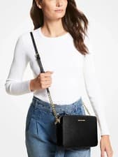 Image of Michael Kors Women’s Jet Set Black Large Cross Body Leather Bag BNWT  RRP $378
