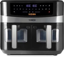Image of Tower, T17100, Vortx Vizion 9L Dual Basket Air Fryer with Digital control panel