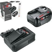 Image of Bosch Genuine GREEN P4A 18v Cordless Li-ion Battery 4ah and Charger Starter Set