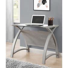 Image of PC201 HELSINKI 900MM LAPTOP TABLE DESK IN GREY / WHITE GLASS BY JUAL FURNISHINGS