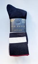 Image of Ted Baker Men’s Socks 6 Pack Cotton Blend Crew Socks Size UK 7-11 Black Grey