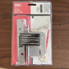 Image of Mortice Deadlock Door Lock Era Viscount 5 Lever 2.5 64mm Satin Chrome