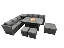 Image of Fimous Rattan Garden Furniture Sofa Sets Outdoor Patio Gas Fire Pit Dining Table