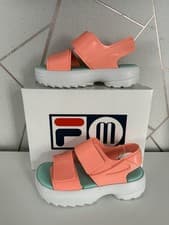 Image of melissa x fila platform sandals size eu 37 uk 4 coral chunky summer shoes 🌸