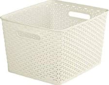 Image of Storage Basket Box Plastic Curver My Style 18Lt Vintage White & Grey Rectangular