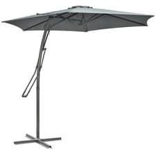 Image of 3m Cantilever Parasol with Easy Lever Crank Handle 6 Metal Ribs Sun Shades Grey