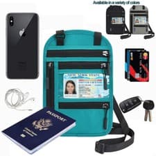 Image of RFID Blocking Travel Body Wallet Passport Holder Neck Shoulder Document Bag Case
