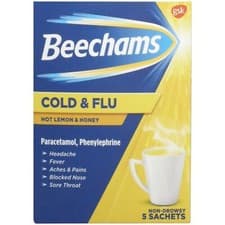 Image of Beechams Cold and Flu Hot Lemon & Honey - 5 Sachets