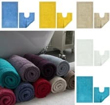 Image of Reversible 2 Piece Bath and Pedestal Mat Set 2200gsm Luxury Thickness Super Soft
