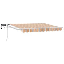 Image of Manual Retractable Awning with LEDs Polyester with PU coating Sun Block vidaXL