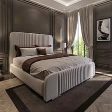 Image of New Ottoman Plush Velvet Panel Bed Frame Upholstered Gas Lift Storage 5FT 6FT UK