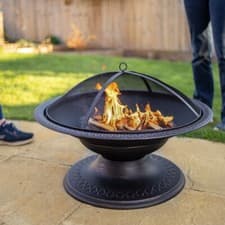 Image of Toscana Firepit with Embossed Diamond Pattern Garden Log Wood Burner Fire Pit