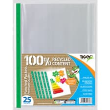 Image of Pack of 100 Premium Quality A4 Glass Clear Punched Pockets Multi Punch Filing