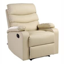 Image of New NQP Cream Bonded Leather Manual Recliner- FREE SET UP-LOCAL DELIVERY ONLY