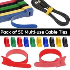Image of 50x Multicolour Cable Ties Reusable Releasable Natural Nylon Zip Ties 10mmx150mm