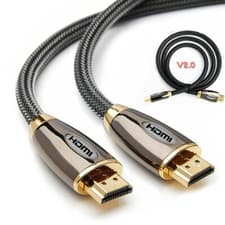 Image of PREMIUM 4K HDMI CABLE 2.0 HIGH SPEED GOLD PLATED BRAIDED LEAD 2160P 3D HDTV UHD