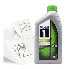 Image of Engine Oil TopUp Mobil 1 ESP X4 0W-40 1 LITRE 1L + Gloves,Wipes,Funnel