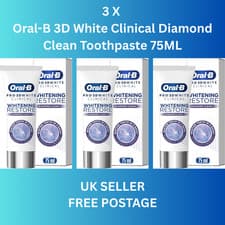 Image of 3 X  Oral-B 3D White Clinical Diamond Clean Toothpaste 75ML -  FREE POSTAGE
