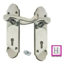 Image of DOOR HANDLE CHROME MODERN LOCK HANDLE VICTORIAN SCROLL LEVER LOCK