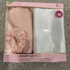 Image of Brand NEW boxed Brushworks Luxury Satin Sleep Set. pillow.eye mask & scrunchie
