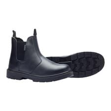 Image of Mens Dealer Work Safety Boots Leather Slip On, Steel Toe, Midsole Black or Brown
