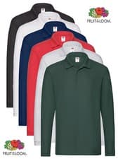 Image of Fruit of the Loom Mens Long Sleeve Cotton Pique Polo Shirt S-3XL
