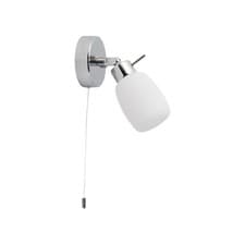 Image of Modern Polished Chrome & Glass IP44 Bathroom Wall Light With Pull Cord Switch