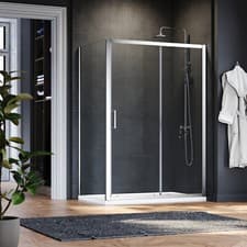 Image of Shower Enclosure And Tray Sliding Door Walk In Cubicle Screen Easy Clean Glass
